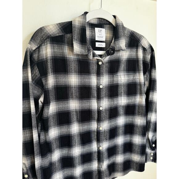 Gap Teen Flannel Button-Up Shirt Long Sleeve Plaid 100% Cotton Size XL (12) - Picture 2 of 6